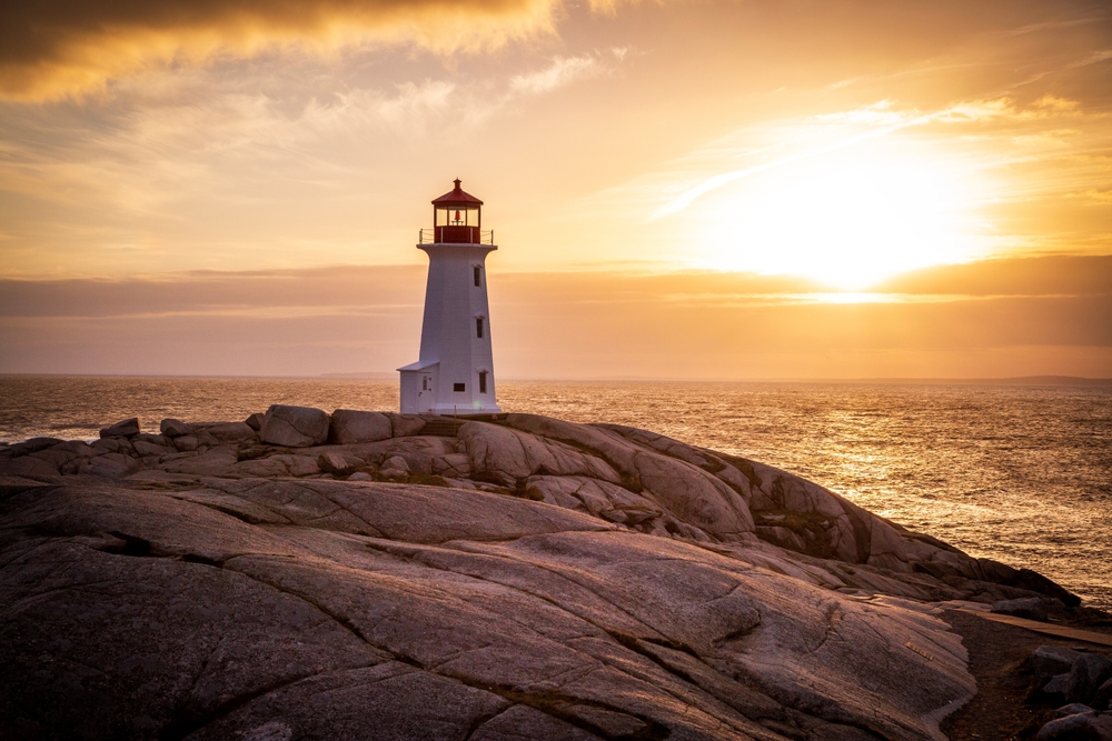 A light house at sunset