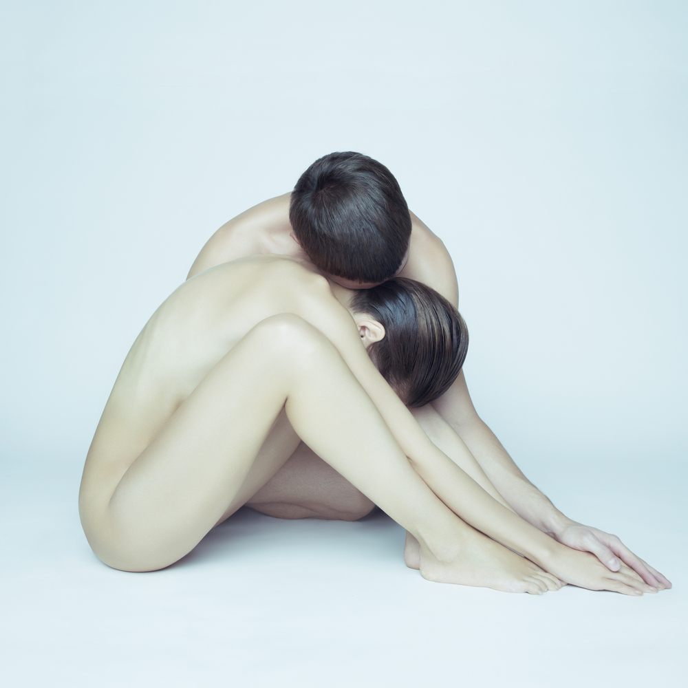 nude couple on a white background