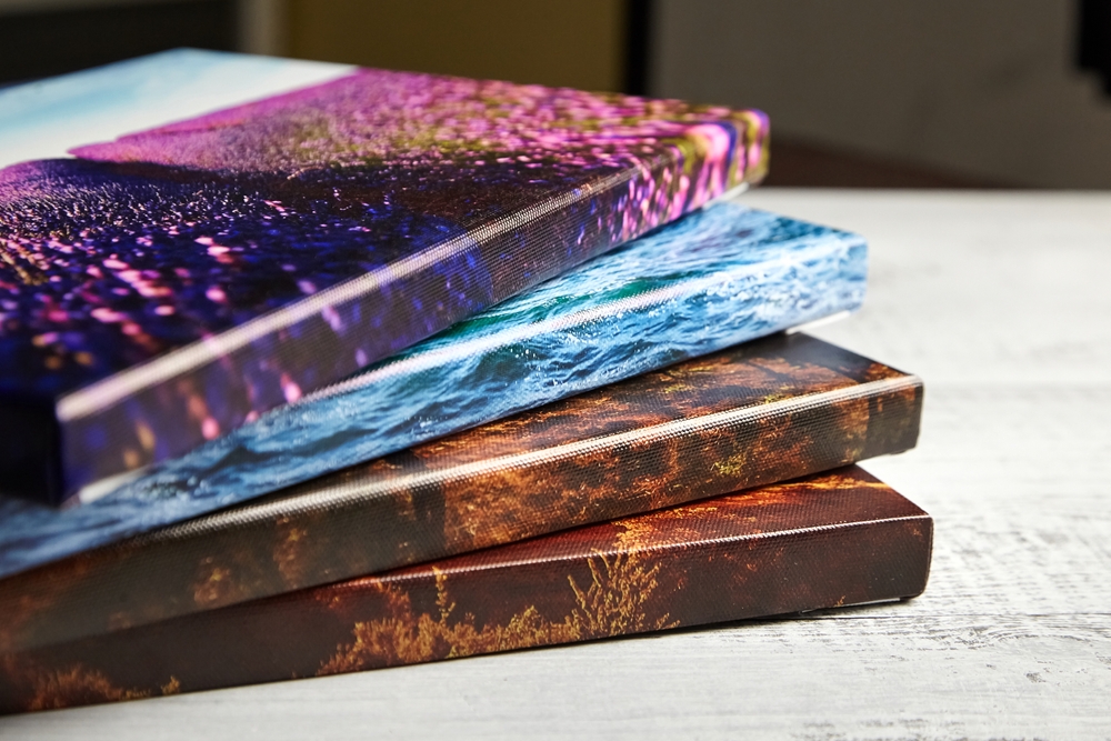 Stack of canvas prints