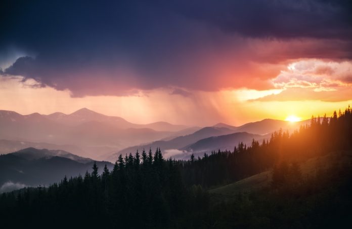 sunset over a mountain