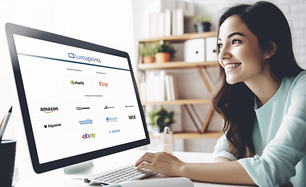 woman using LumaPrints website